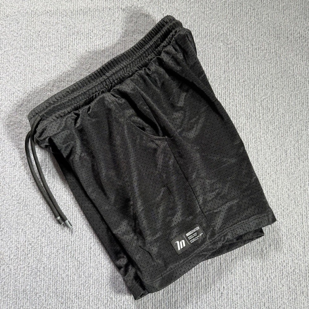 Muscle Nation Running Workout Gym Shorts Mens‎ Small Black Drawstrings Pockets